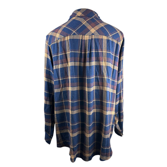 Torrid Lizzie Crinkle Flannel Gauze Button Up Tunic Navy Plaid Plus Size 3 3X - Picture 10 of 13